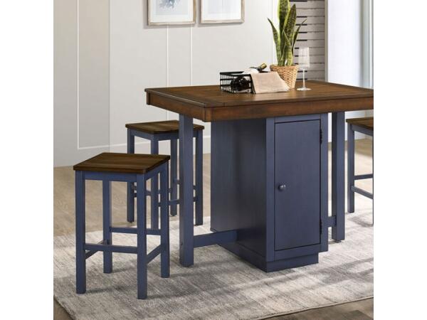 Azurine 5 Pc. Counter Ht. Set Dining Sets Antique Dark Oak/Muted Blue