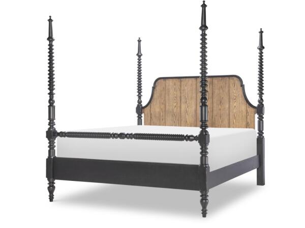 Complete Bobbin Post Bed 6/6 King Beds Barnwood Oak And Kettle Black