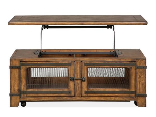 Chesterfield Lift Top Storage Cocktail Table w/Casters - Image 13