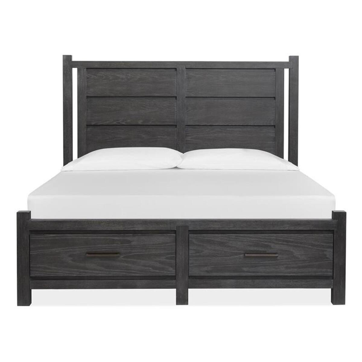 b3cd402f6d5f2dc37d3176aaaa24de64 Plum Creek - Black Wood King Panel Bed Storage Footboard SU - Image 1