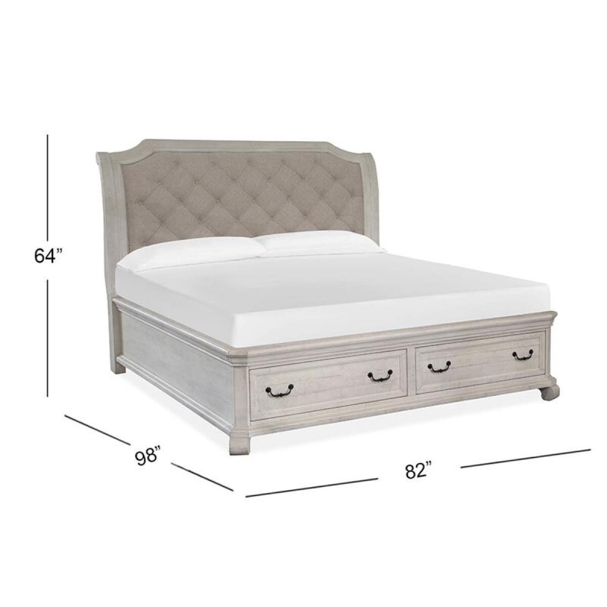 Bronwyn Complete King Sleigh Storage Bed Beds Alabaster, Toasted Nutmeg, Baja Natural Fabric 5