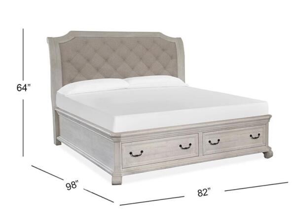 Bronwyn Complete King Sleigh Storage Bed Beds Alabaster, Toasted Nutmeg, Baja Natural Fabric 9