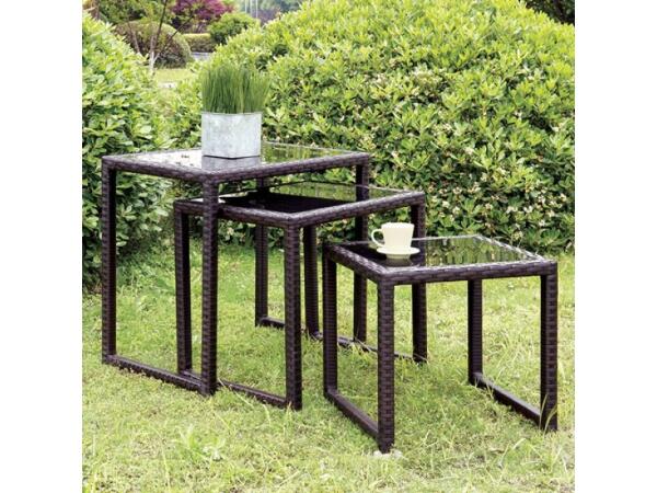Rocio Nesting Side Tables Outdoor Sets Brown