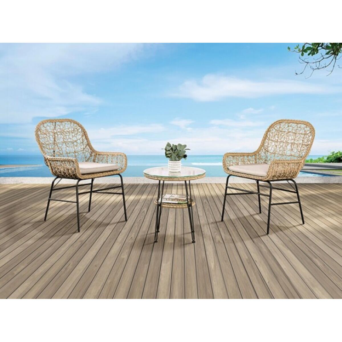 Zalika 3 Pc. Conversation Set Outdoor Sets Cream 5
