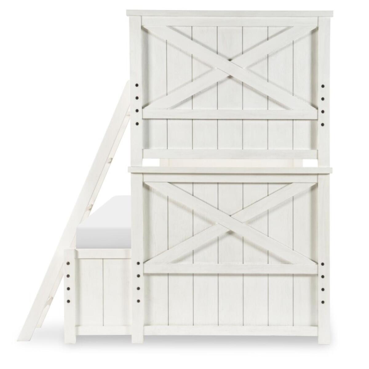 Complete Twin Over Full Bunk Bed White Finish Youth Beds Aged White 7