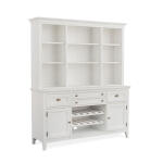 Heron Cove Buffet Dining Storage Chalk White, Dovetail Grey, Aged Pewter Metal, Baja Fog Fabric 2