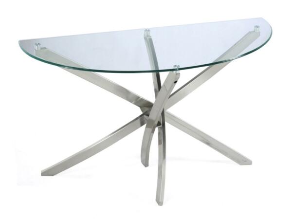 Zila Brushed Nickel Demilune Sofa Table Base KD Sofa Tables Brushed nickel