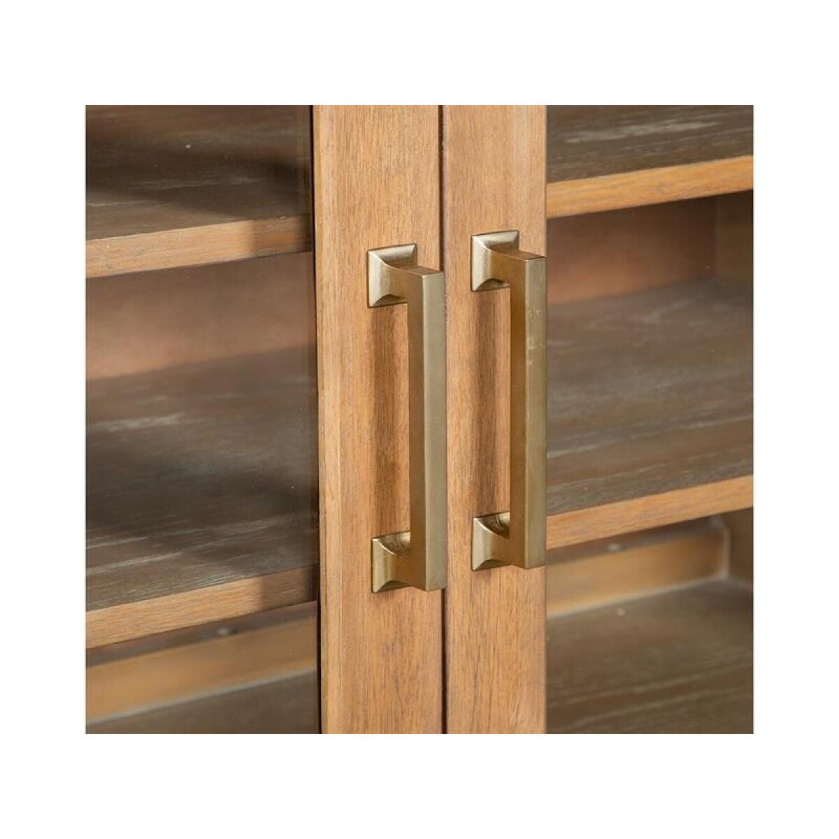 Lindon Large Console Entertainment Stands Belgian Wheat and Coffee Bean, Burnished Brass, Clear Glass 8