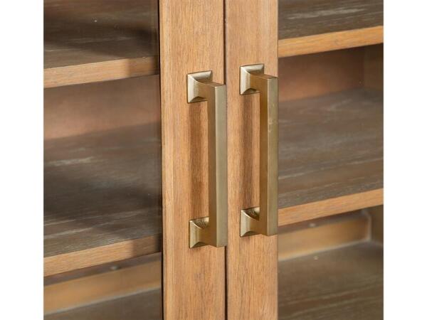 Lindon Large Console Entertainment Stands Belgian Wheat and Coffee Bean, Burnished Brass, Clear Glass 15