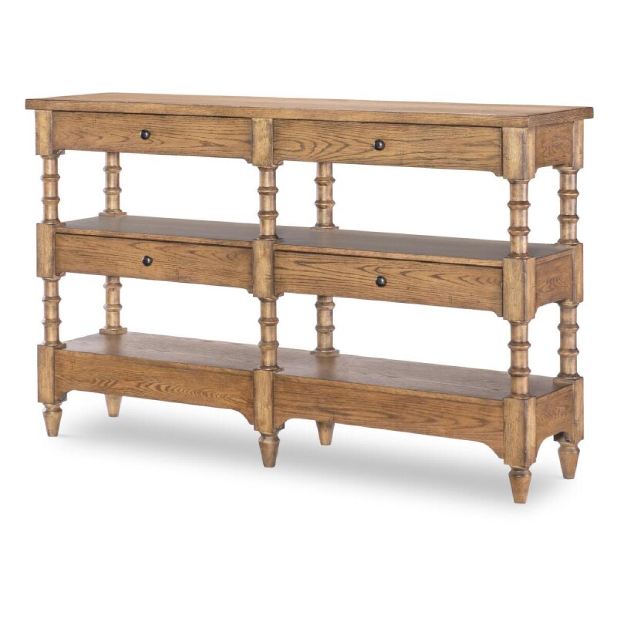 Vintage Market AT Turned Leg Console Storage Table 4 Drw Barnwood Oak CLH4010-706 - Image 2
