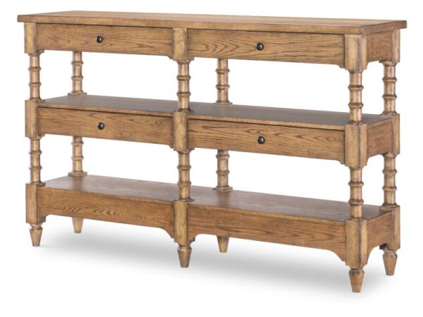 Turned Leg Console Storage Table 4 Drw Console Tables Barnwood Oak