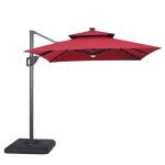 Xico 8 Ft Square Umbrella w/ Double Top w/ LED Light + 37" Large Base - Image 3