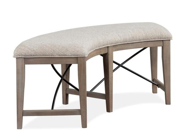 Paxton Place Curved Bench w/Upholstered Seat Chairs & Benches Brown 12