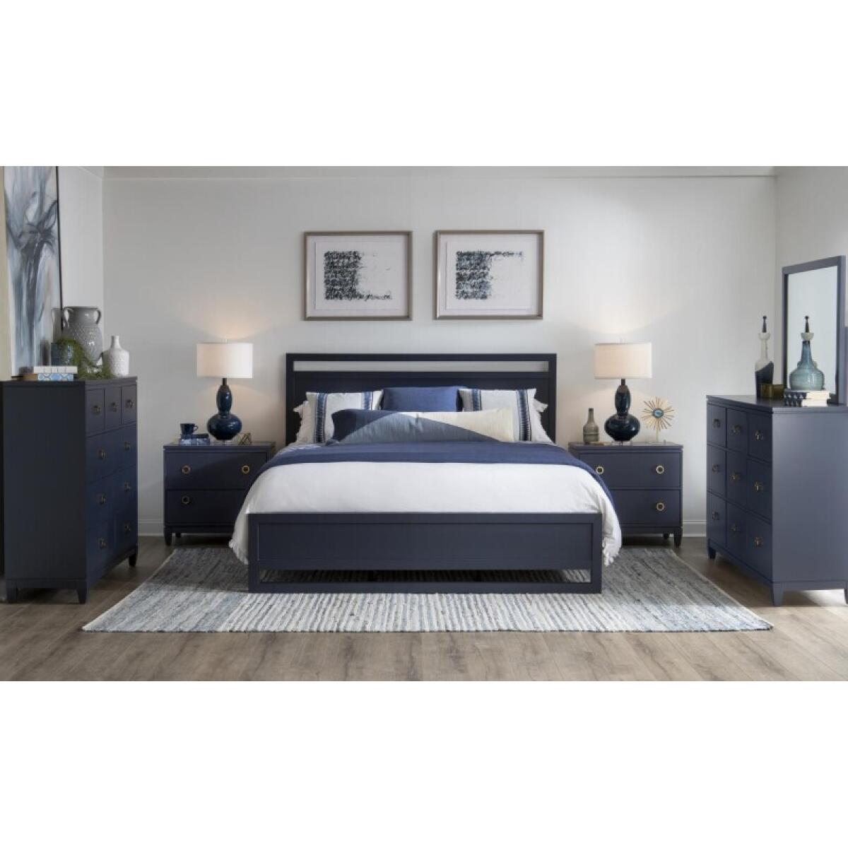 Complete Panel Bed Ca King 6/0 Blue Finish Beds Beds 7