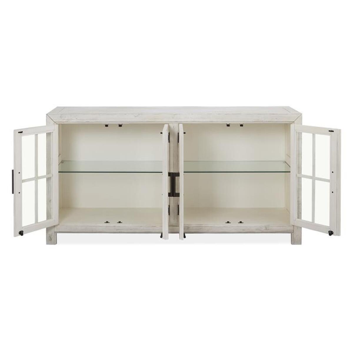 Bronwyn Buffet Curio Dining Storage Alabaster, Toasted Nutmeg, Antique Brass w/Pewter Overlay, Baja Natural Fabric 8