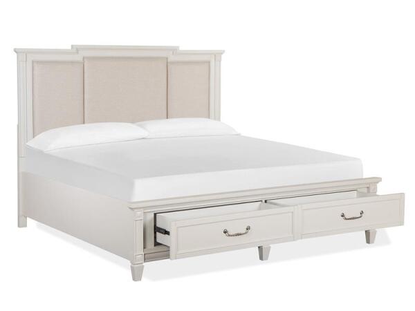Willowbrook Complete King Panel Storage Bed w/Upholstered Headboard - Image 3
