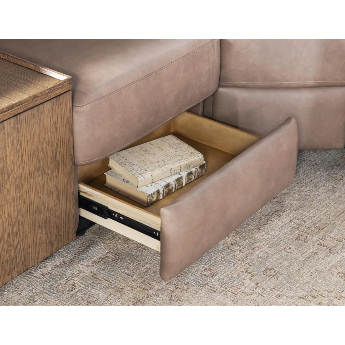 LU370 Fen Positano Fumo (Direct Container Only) UP P1 Laf Glider Loveseat With Console, And One 18 In Pillow - Image 6