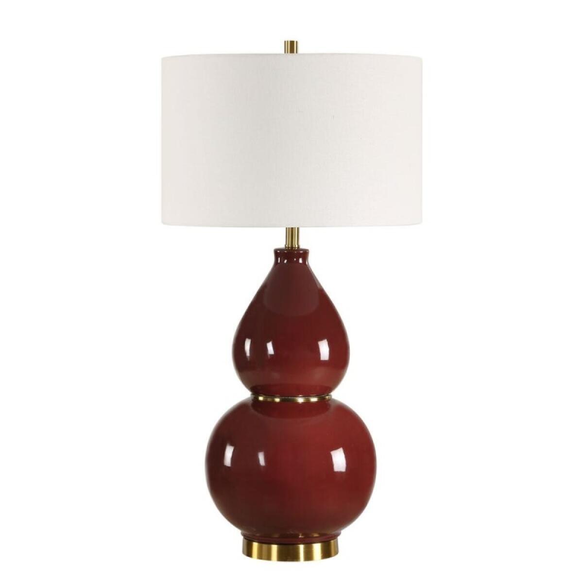 Gourd Table Lamp, Burgundy - Image 5