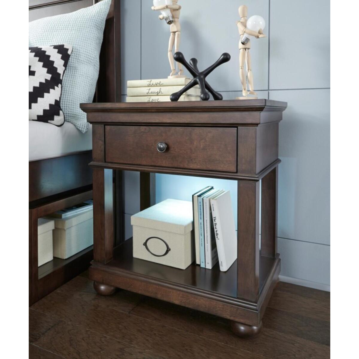 Open Night Stand Cherry Finish Youth Nightstands Brown 6