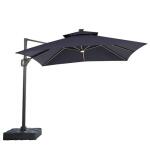 Aurora 10 Ft Square Umbrella w/ Double Top w/ LED Light + 37" Large Base