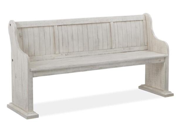Bronwyn Bench w/Back Chairs & Benches Alabaster, Toasted Nutmeg, Antique Brass w/Pewter Overlay, Baja Natural Fabric