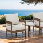 Lotus 3-PC Patio Set Outdoor Sets Black/Light Brown 2