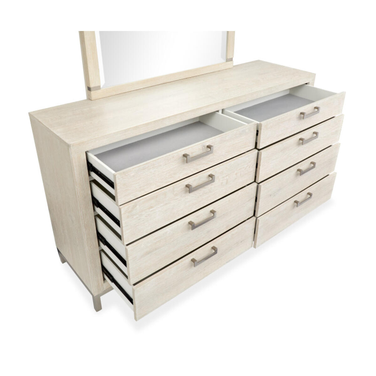 Double Drawer Dresser with Landscape Mirror Dressers Cream 6