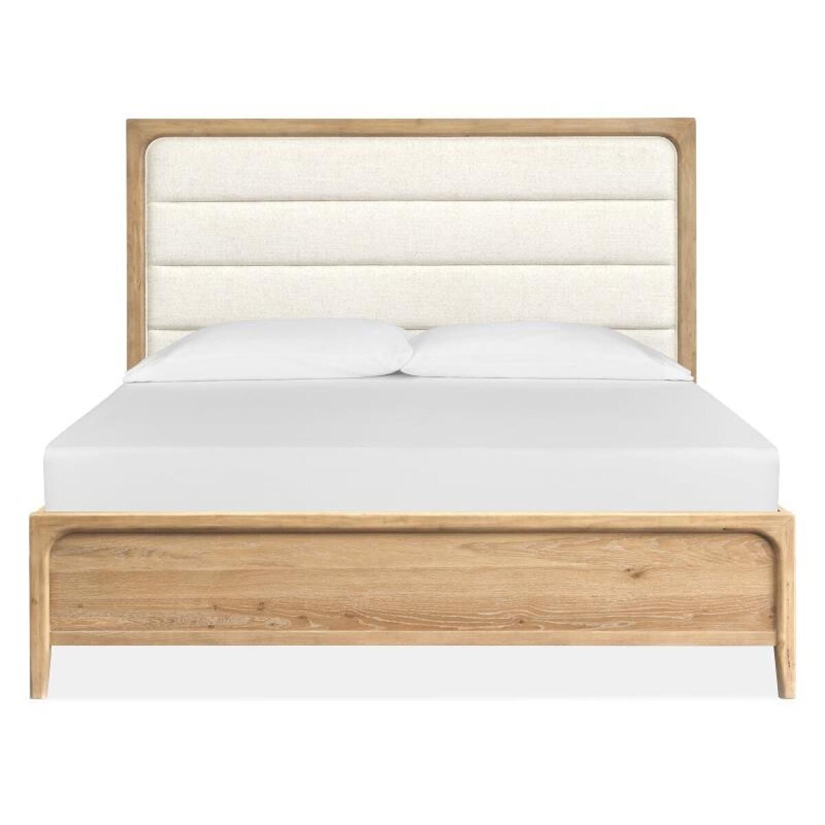 bb8c4110beb2160661f3b0c49d42893d Somerset Wood Queen Panel Bed Upholstered Headboard KD - Image 1