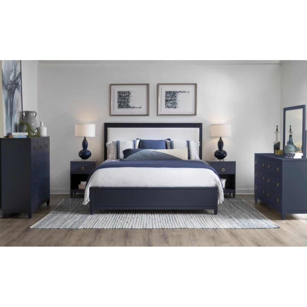 Complete Upholstered Bed Ca King 6/0 Blue Finish Beds Beds 6