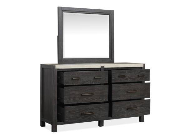 Drawer Dresser with Landscape Mirror Dressers Black