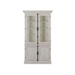 Bronwyn Wood Dining Cabinet Base SU Dining Storage Alabaster and Toasted Nutmeg and Antique Brass w/Pewter Overlay and Baja Natural Fabric 2