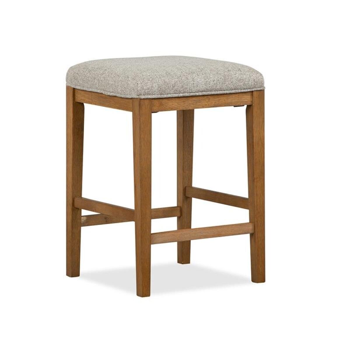Lindon Stool w/Grey Upholstered Seat - Image 2