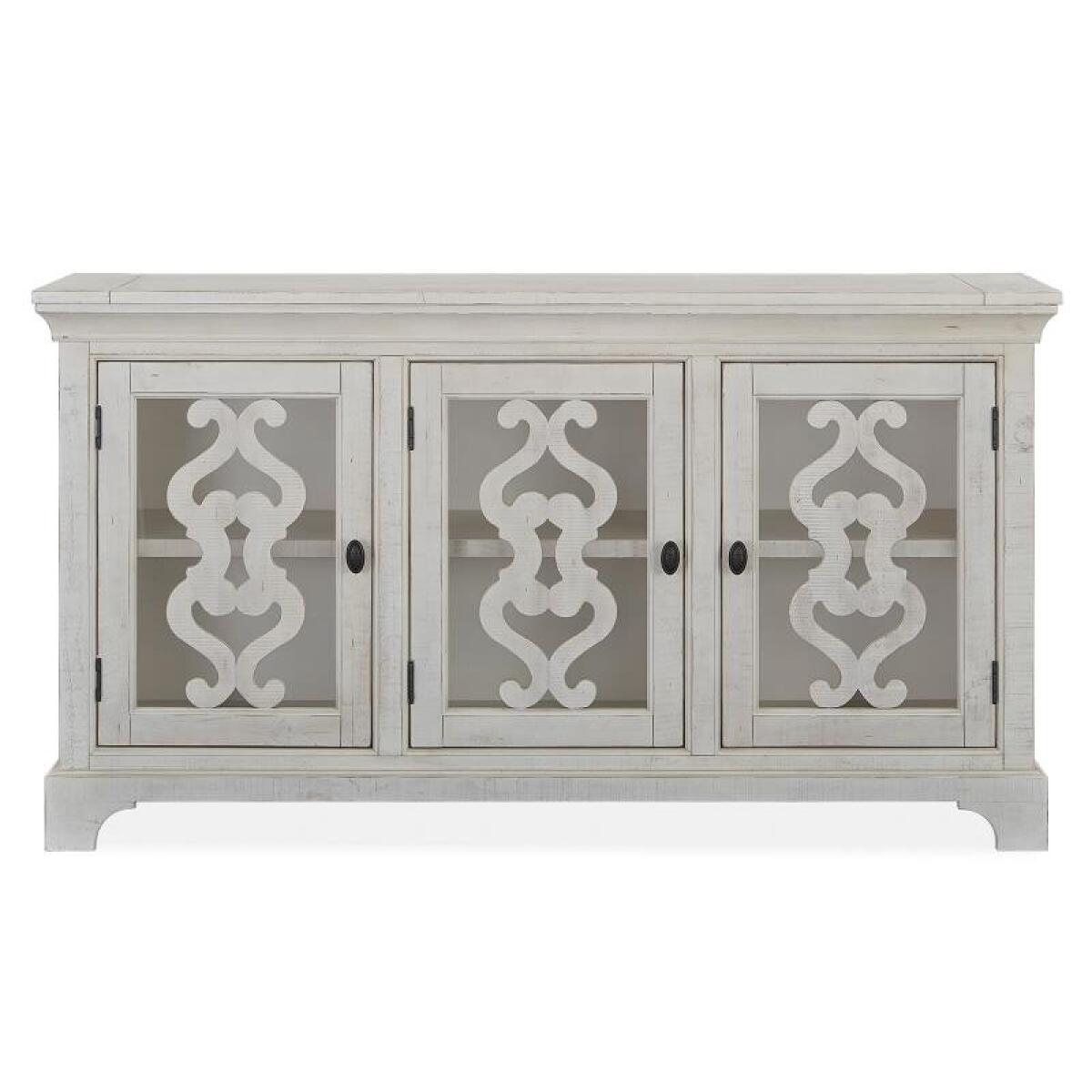 Bronwyn Server Dining Storage Alabaster, Toasted Nutmeg, Antique Brass w/Pewter Overlay, Baja Natural Fabric 4
