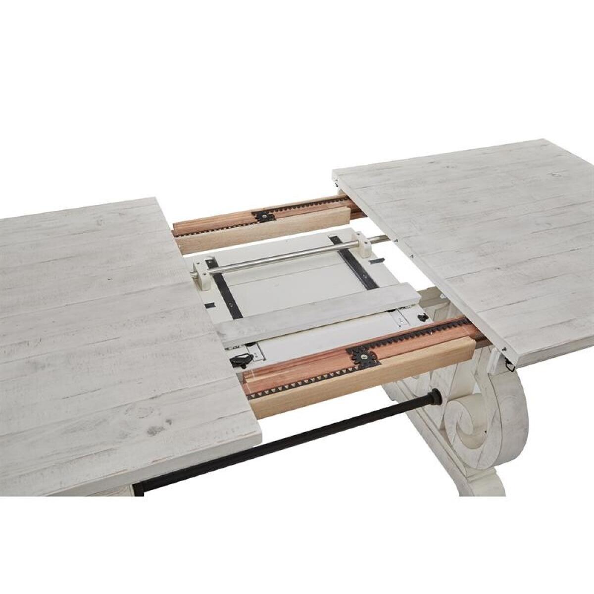 Bronwyn Rectangular Counter Height Table Dining Tables Alabaster, Toasted Nutmeg, Antique Brass w/Pewter Overlay, Baja Natural Fabric 14