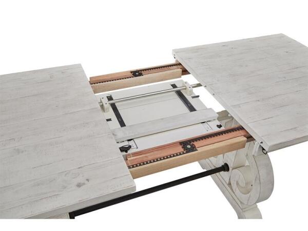 Bronwyn Rectangular Counter Height Table Dining Tables Alabaster, Toasted Nutmeg, Antique Brass w/Pewter Overlay, Baja Natural Fabric 28