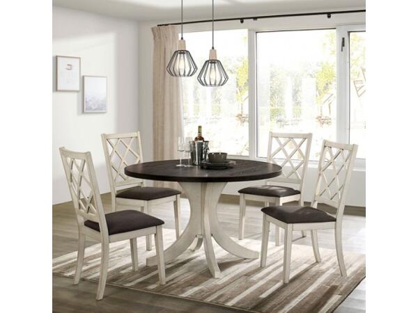 Haleigh Round Table Dining Tables Antique White/Dark Walnut