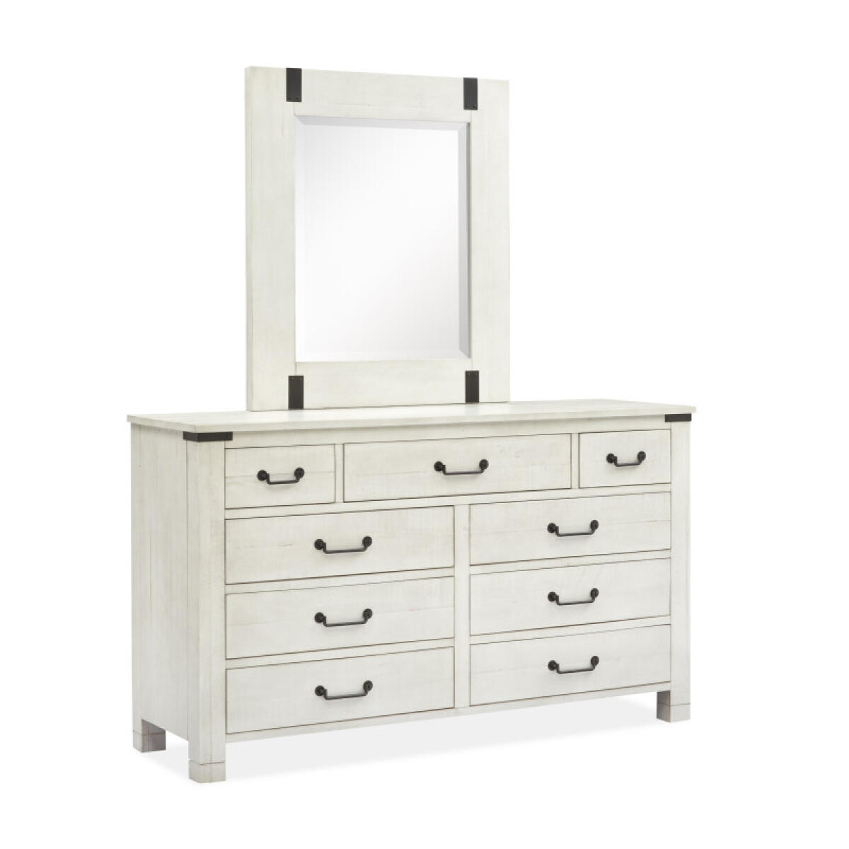 Drawer Dresser with Portrait Mirror Dressers Alabaster and Aged Iron 5