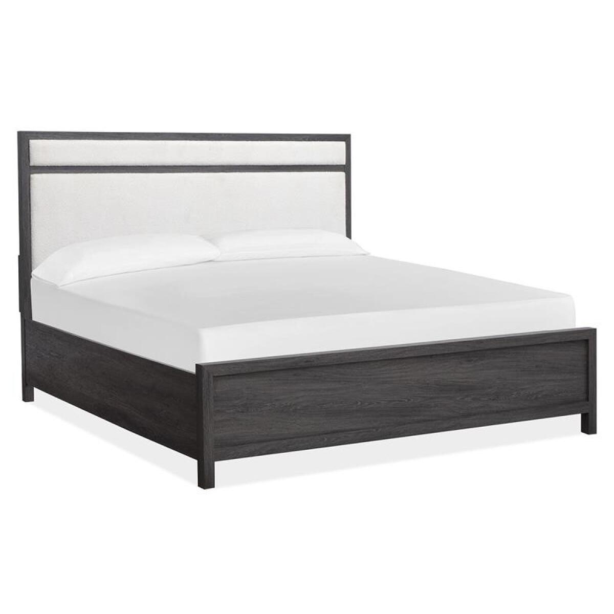 Merrifield - Black Complete King Panel Bed w/Upholstered Headboard - Image 3