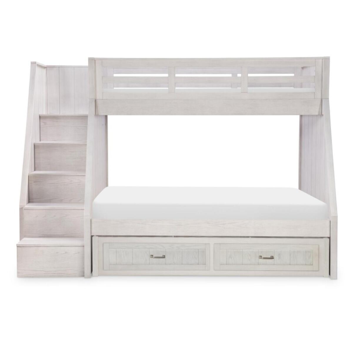 Complete Twin Over Full Bunk Bed Youth Beds Bleached Linen 5