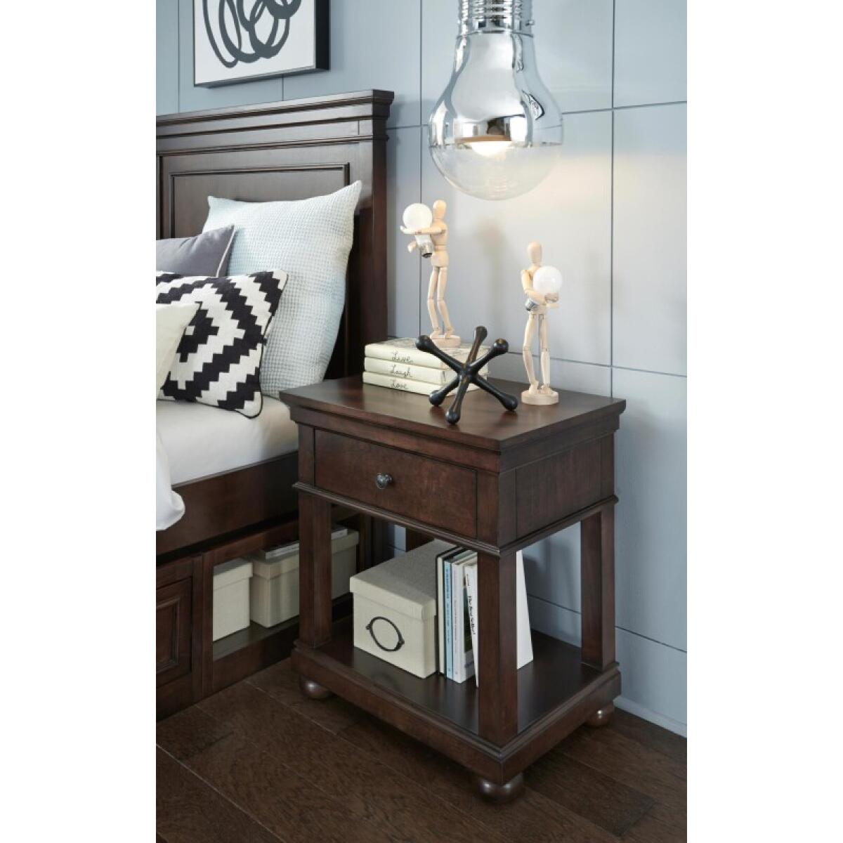 Open Night Stand Cherry Finish Youth Nightstands Brown 5