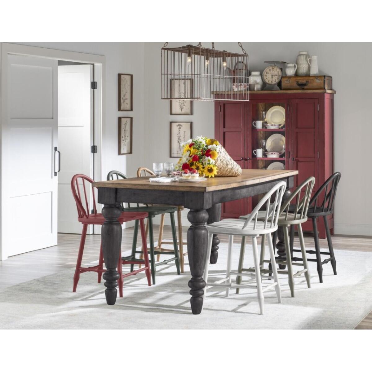 Chimney Leg Counter Height Table Dining Tables Barnwood Oak And Kettle Black 10