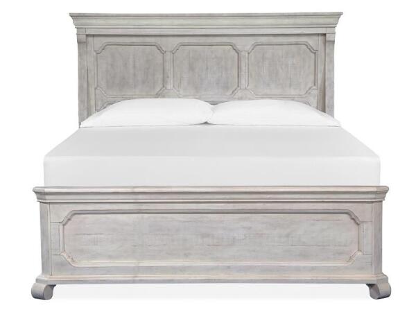 Bronwyn Wood King Panel Bed Headboard KD Bed Parts Alabaster and Toasted Nutmeg and Baja Natural Fabric 5