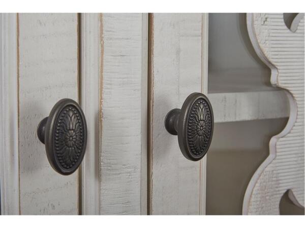 Bronwyn Server Dining Storage Alabaster, Toasted Nutmeg, Antique Brass w/Pewter Overlay, Baja Natural Fabric 15