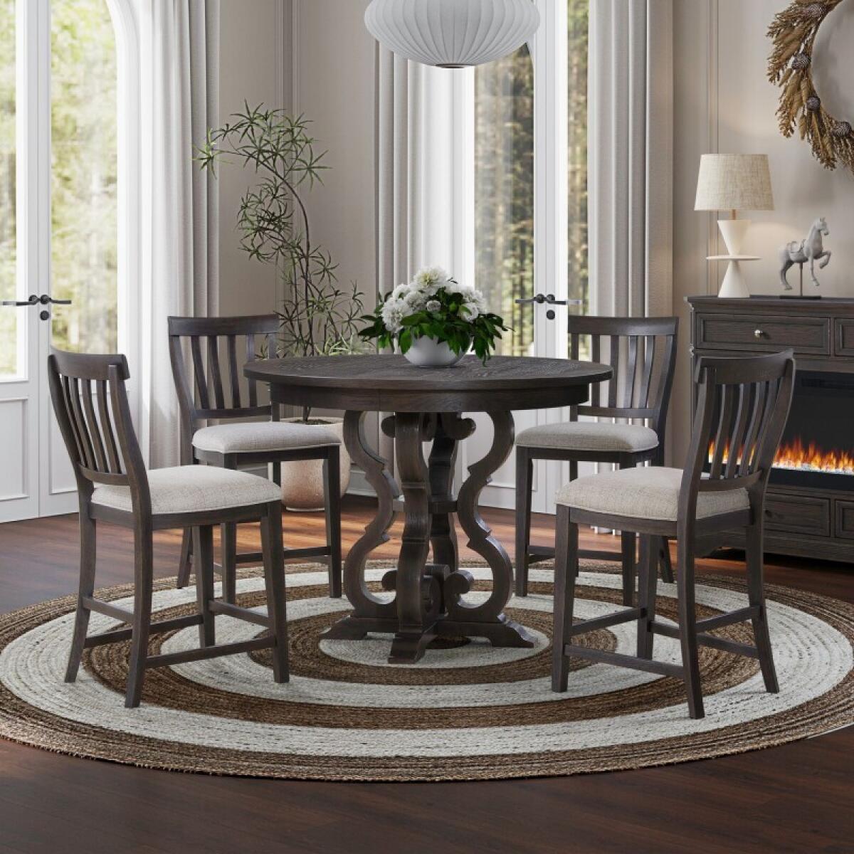 Grant Park 5 Piece Gathering Table Set Dining Sets Brown 4