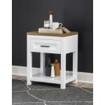 Open Nightstand Nightstands Harvest Oak Tops, Natural White Base, Aged Black Accents 12