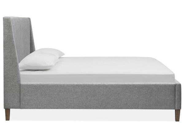 Lindon Complete Queen Grey Upholstered Island Bed - Image 4
