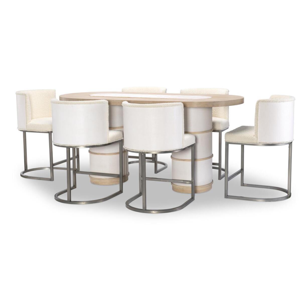 Complete Double Pedestal Counter Height Table Dining Sets Cream 8