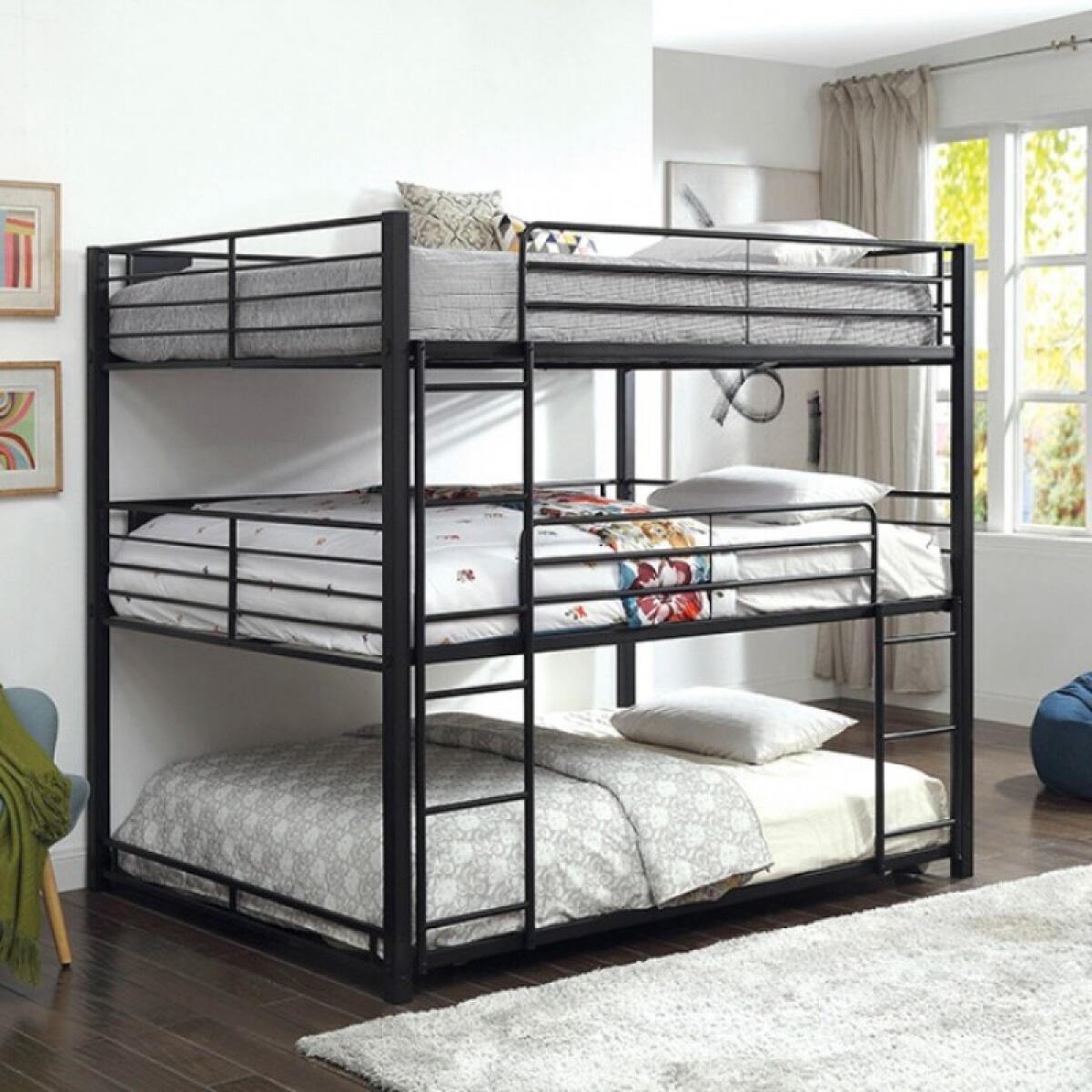 Olga Queen Triple Decker Bed Youth Beds Black 5