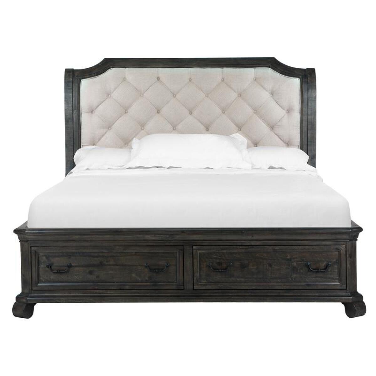 cd26cd83f8b4a2ee37b6dffda5855c75 Bellamy B2491-63H Wood King Sleigh Bed Upholstered Headboard KD - Image 1