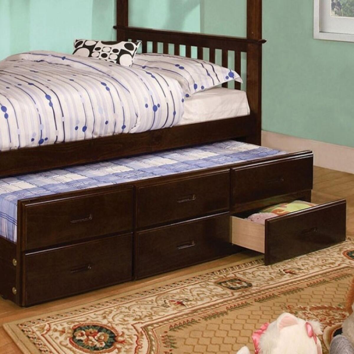 University Twin Trundle w/ 3 Drawers Youth Beds Brown 4